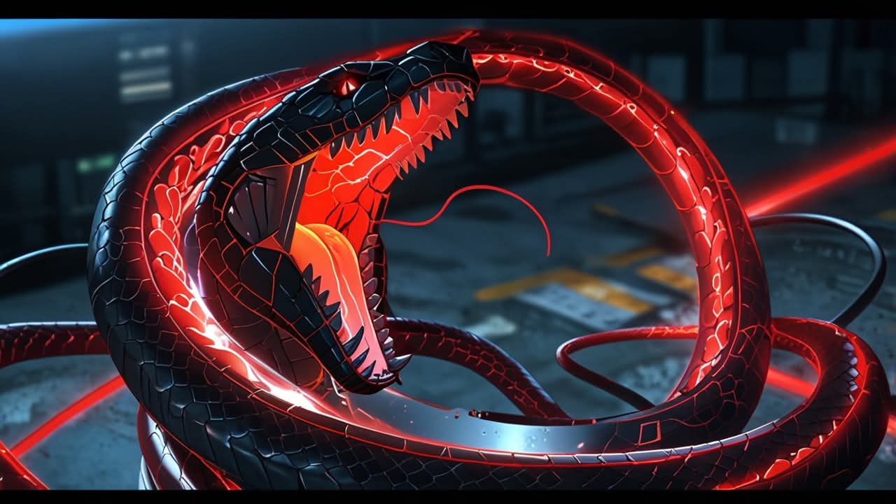 Digital serpent guarding a network perimeter