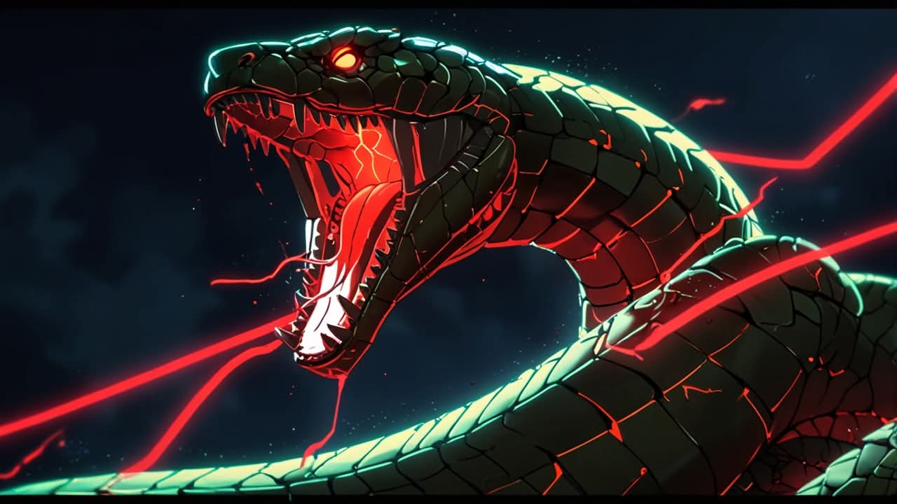 Armored digital serpent responding to a cyber threat
